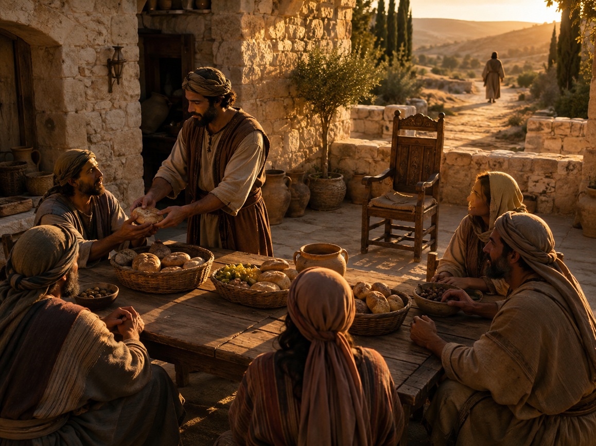 A steward dispensing food to the household servants